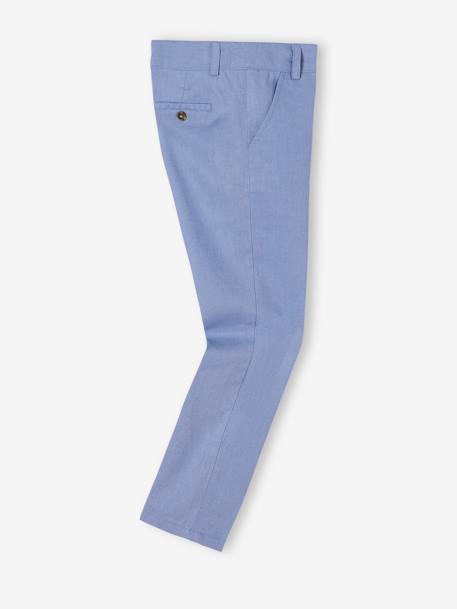 Pantalon chino garçon en coton/lin beige clair+bleu+marine foncé+vert sauge 8 - vertbaudet enfant 