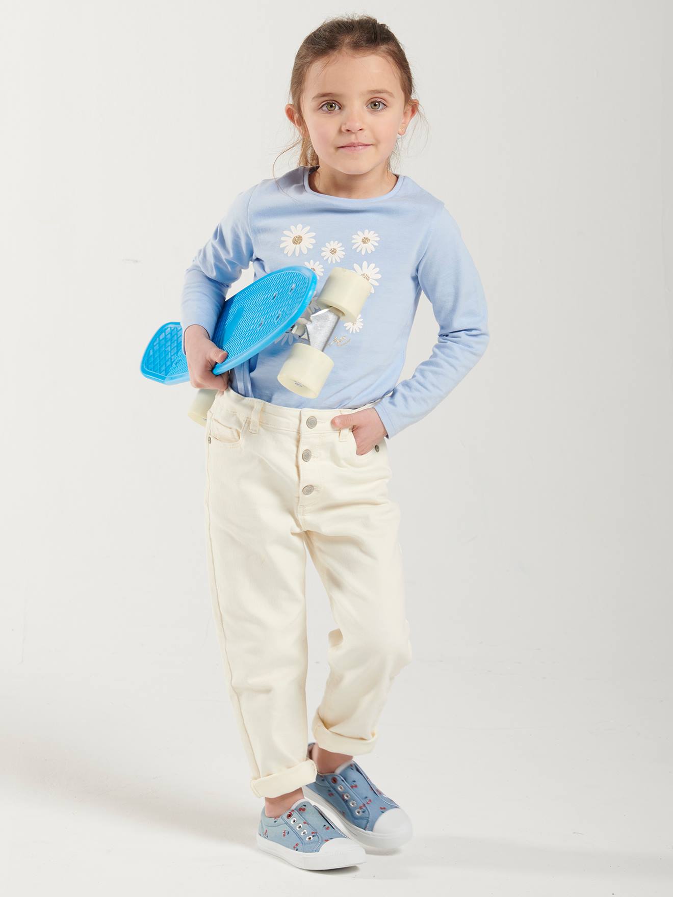 Pantalon fille mom MorphologiK fin écru