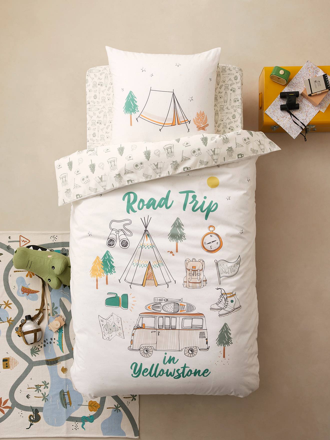 Parure enfant housse de couette + taie d'oreiller YELLOWSTONE beige