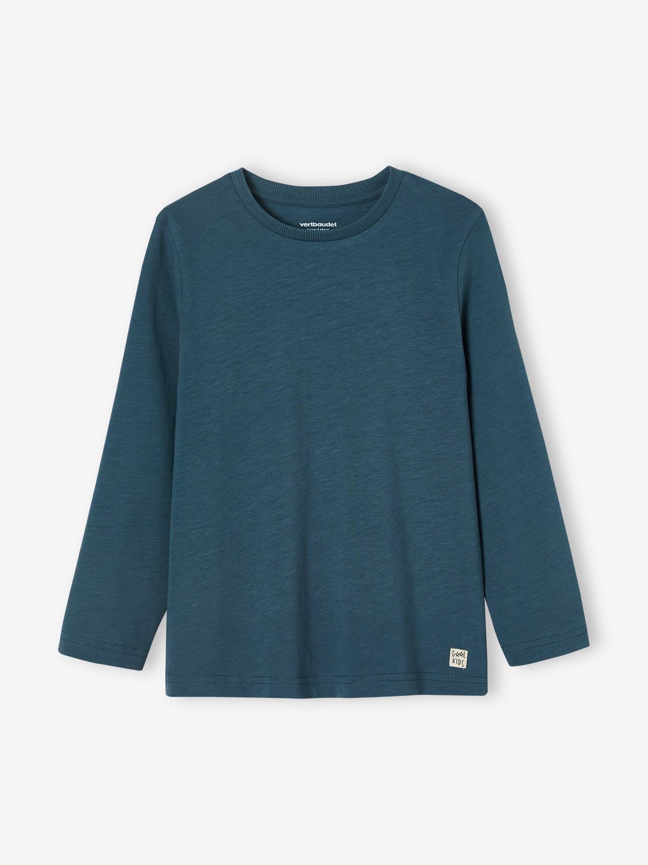 T-shirt couleur personnalisable garçon manches longues bleu