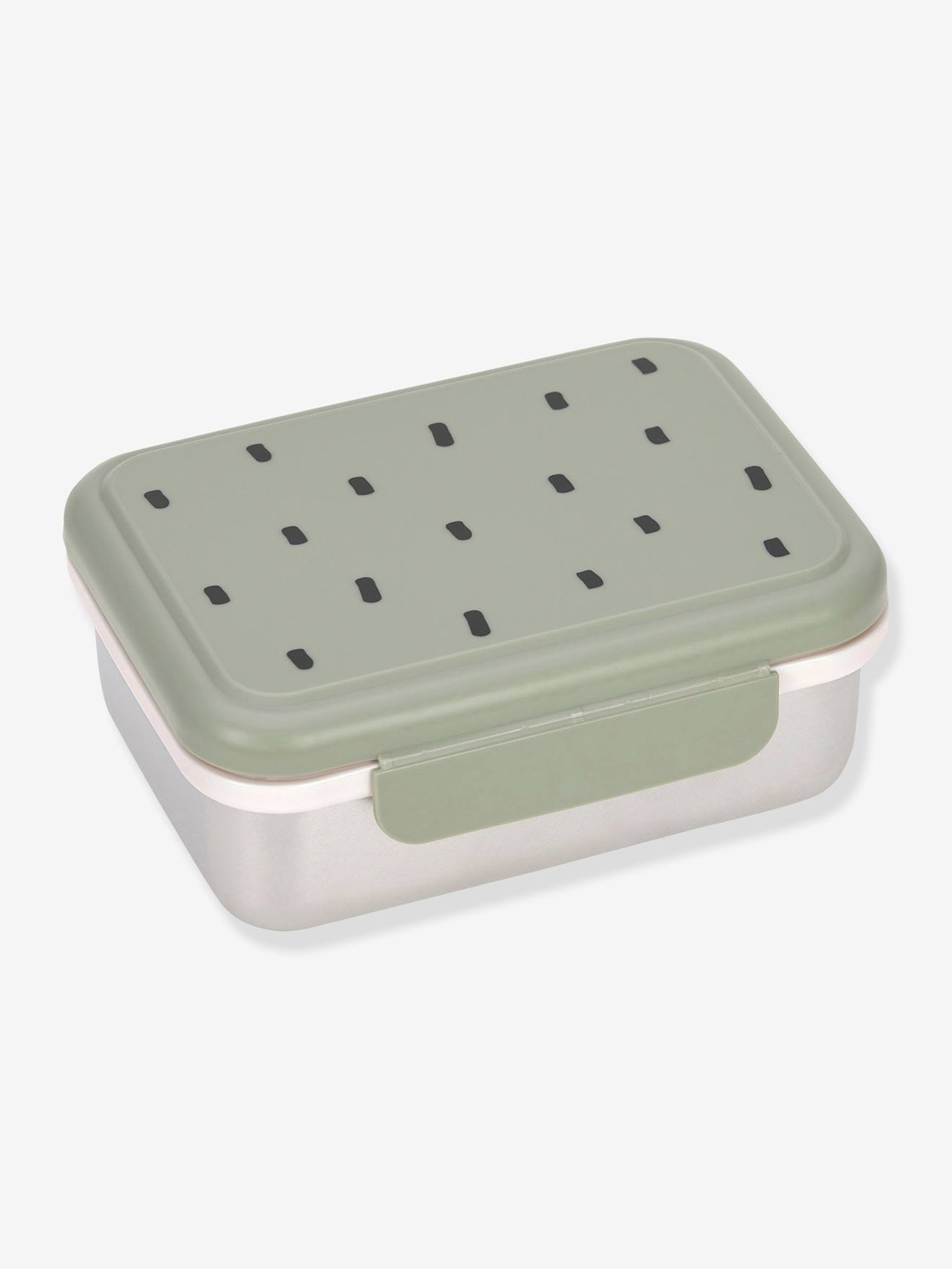 Boîte à goûter LÄSSIG en inox happy prints olive