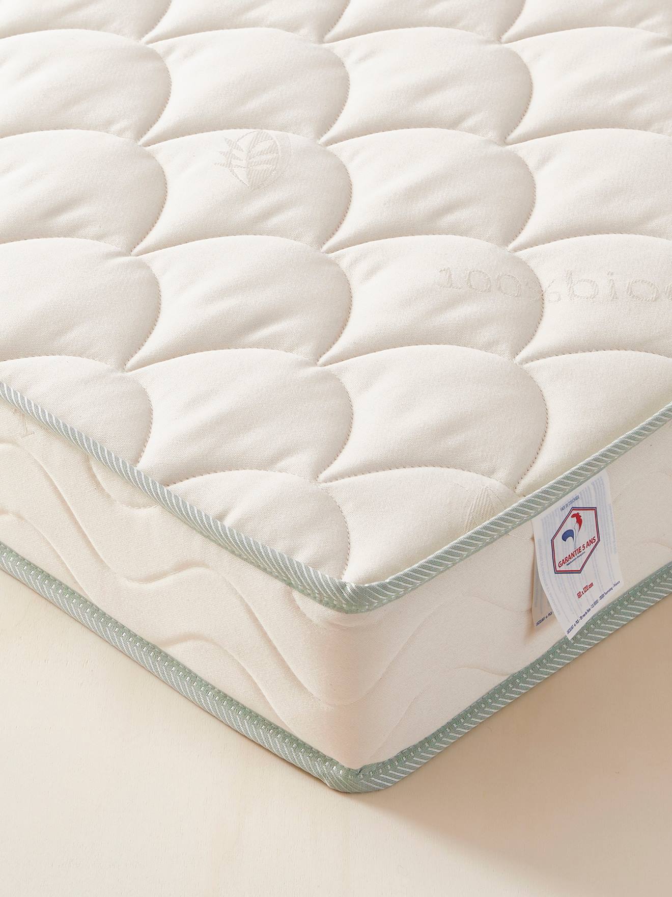 Matelas bébé housse coton Bio* écru (Vertbaudet) - Image 1