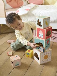 Jouet-Tour de cubes avec formes à encastrer en bois FSC®