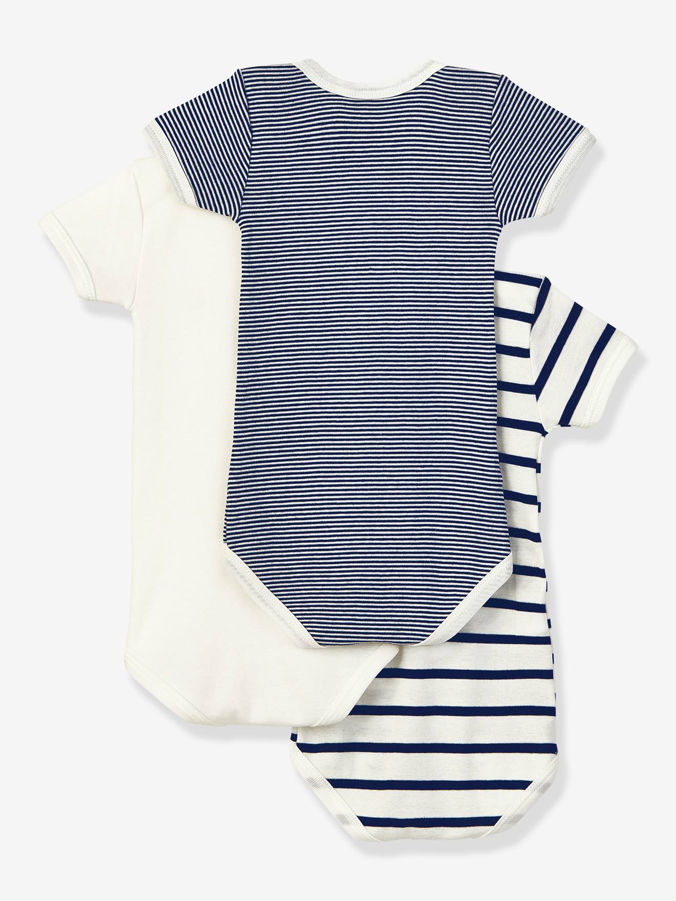 Lot de 3 bodies manches courtes en coton bio blanc (Petit Bateau) - Image 1