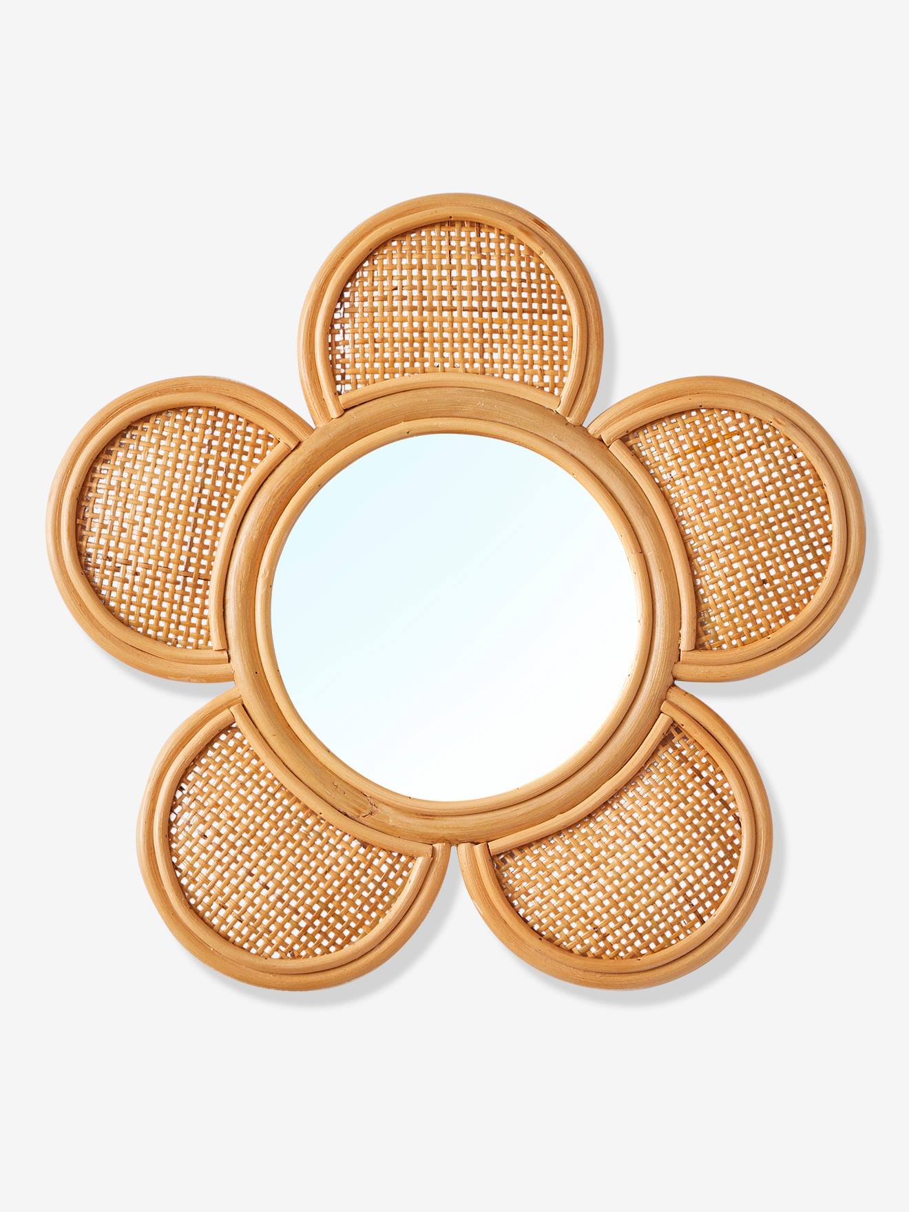 Miroir XL rotin et cannage Fleur beige doré (Vertbaudet) - Image 2
