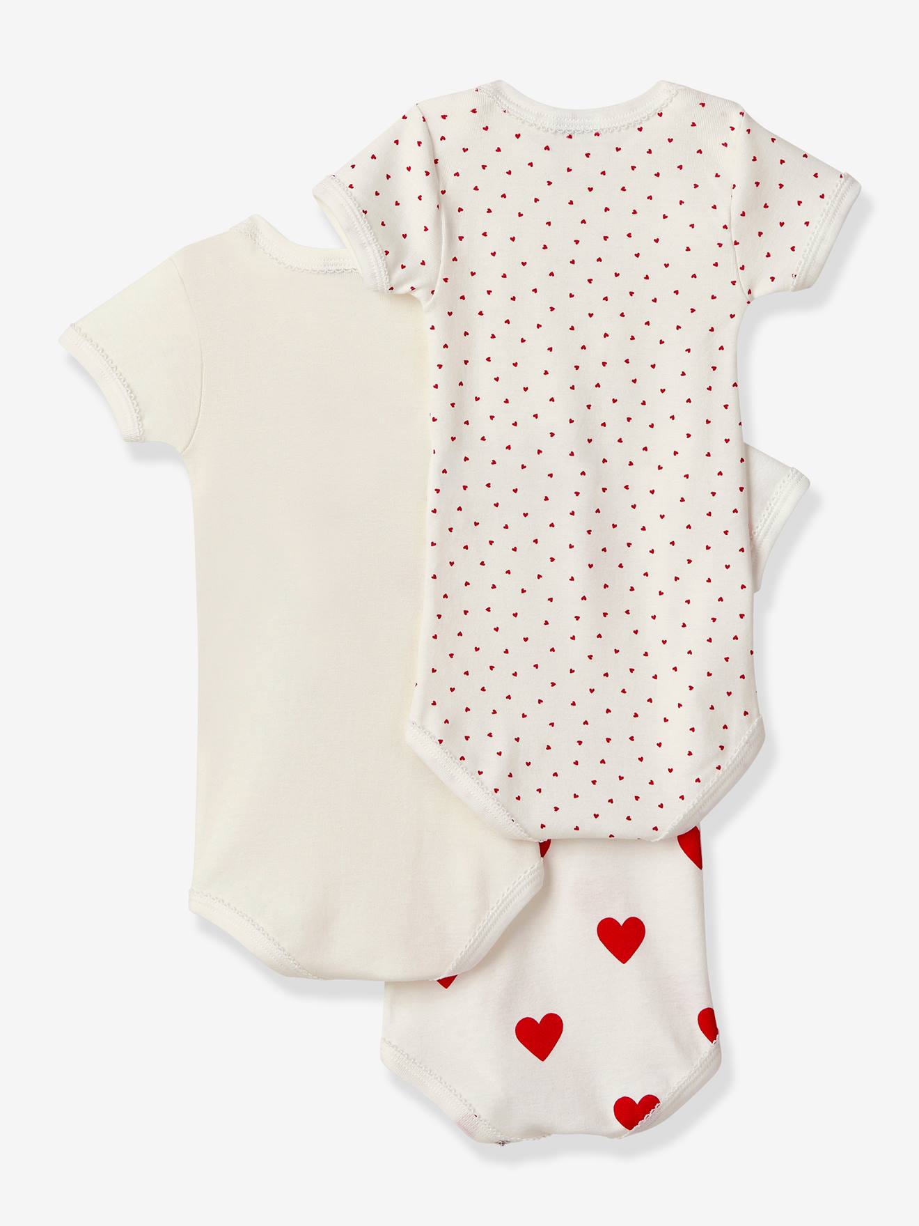Lot de 3 bodies manches courtes en coton bio blanc (Petit Bateau) - Image 1