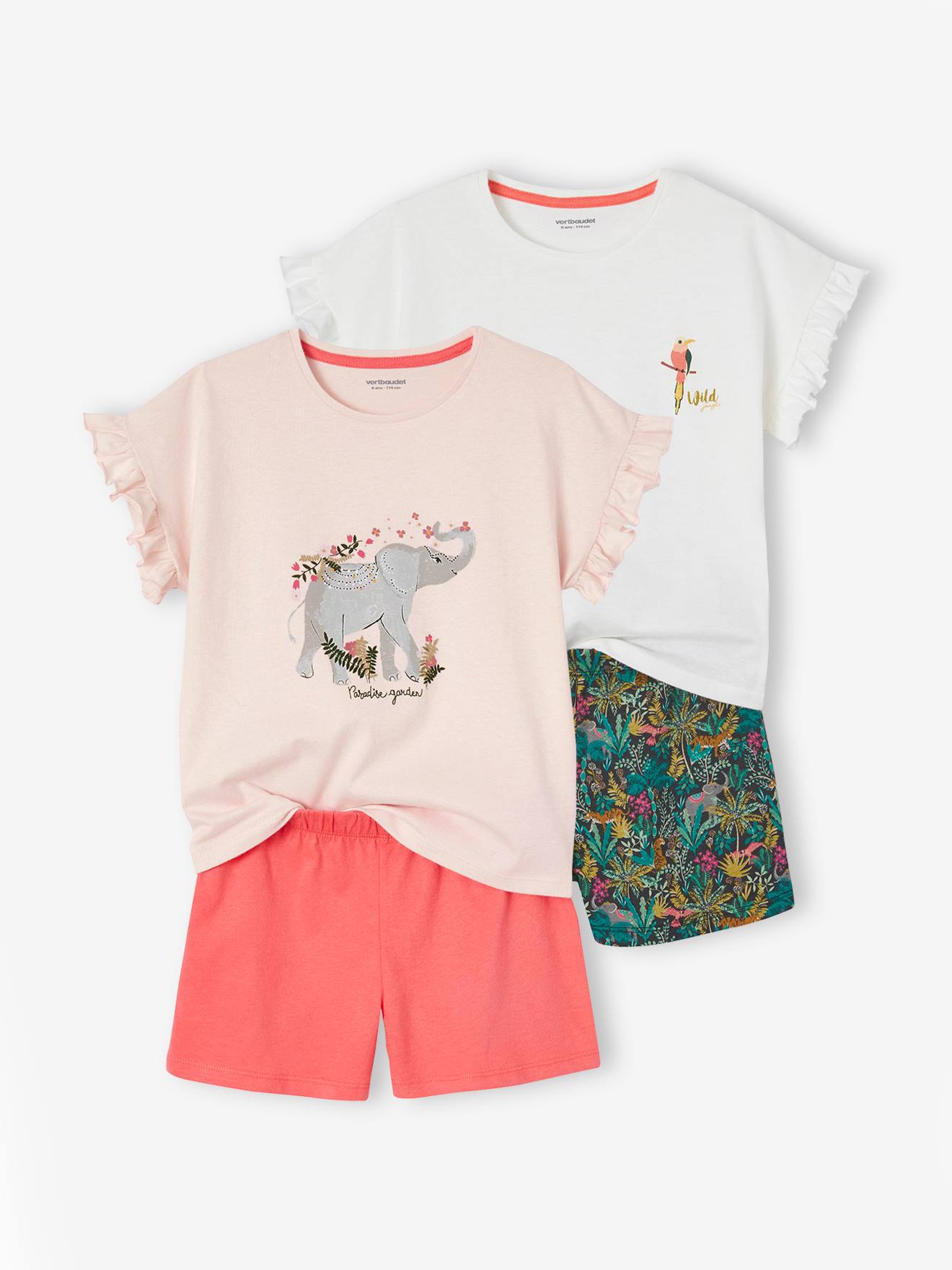 Lot de 2 pyjashorts Basics Wild fille rose