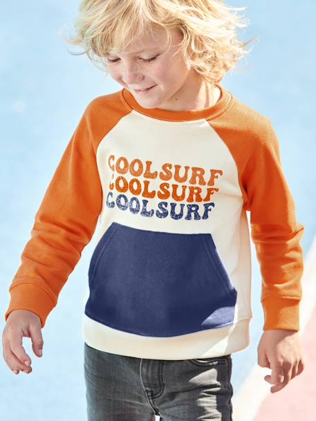 Sweat 'cool surf' garçon effet colorblock multicolore 1 - vertbaudet enfant 