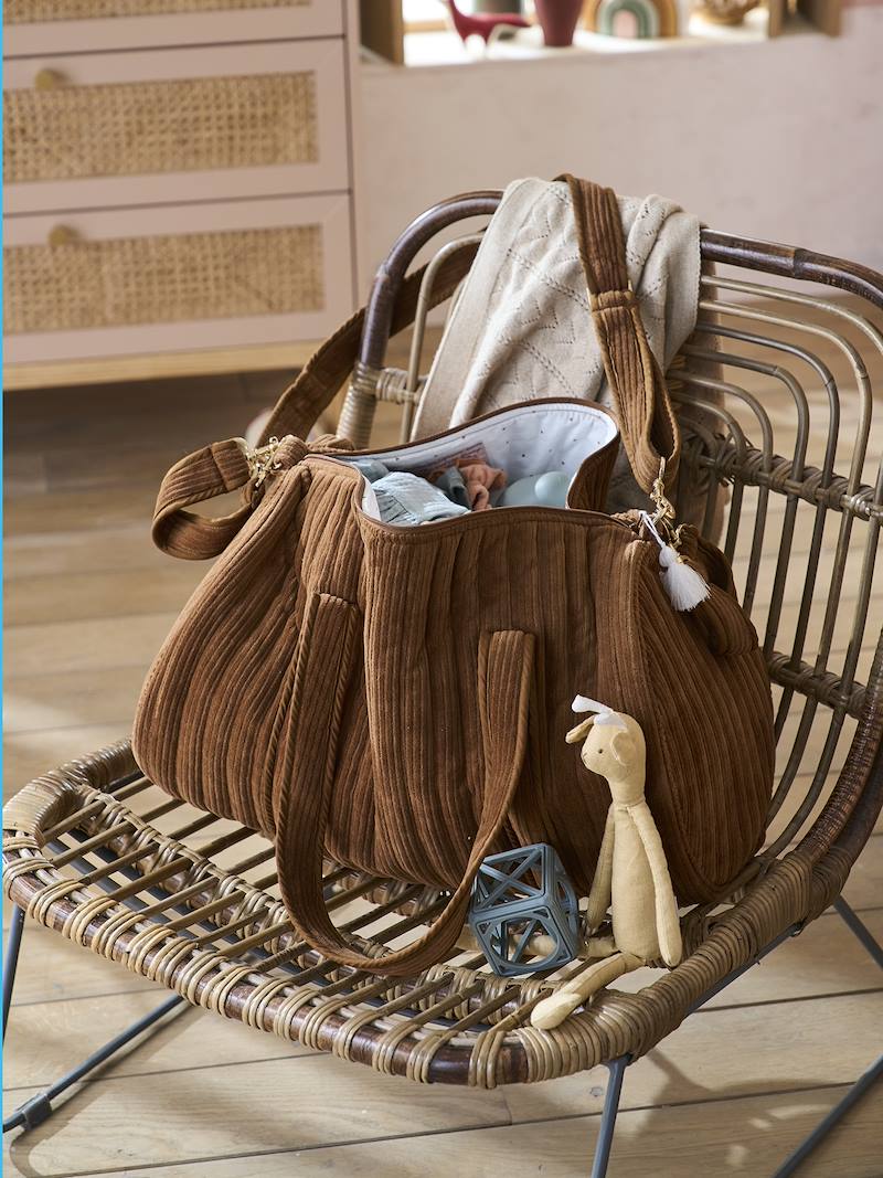 Cabas Femme En Velours Côtelé Avec Fermeture Éclair - Grand Tote Bag Pliable - Pour École, Travail, Voyage