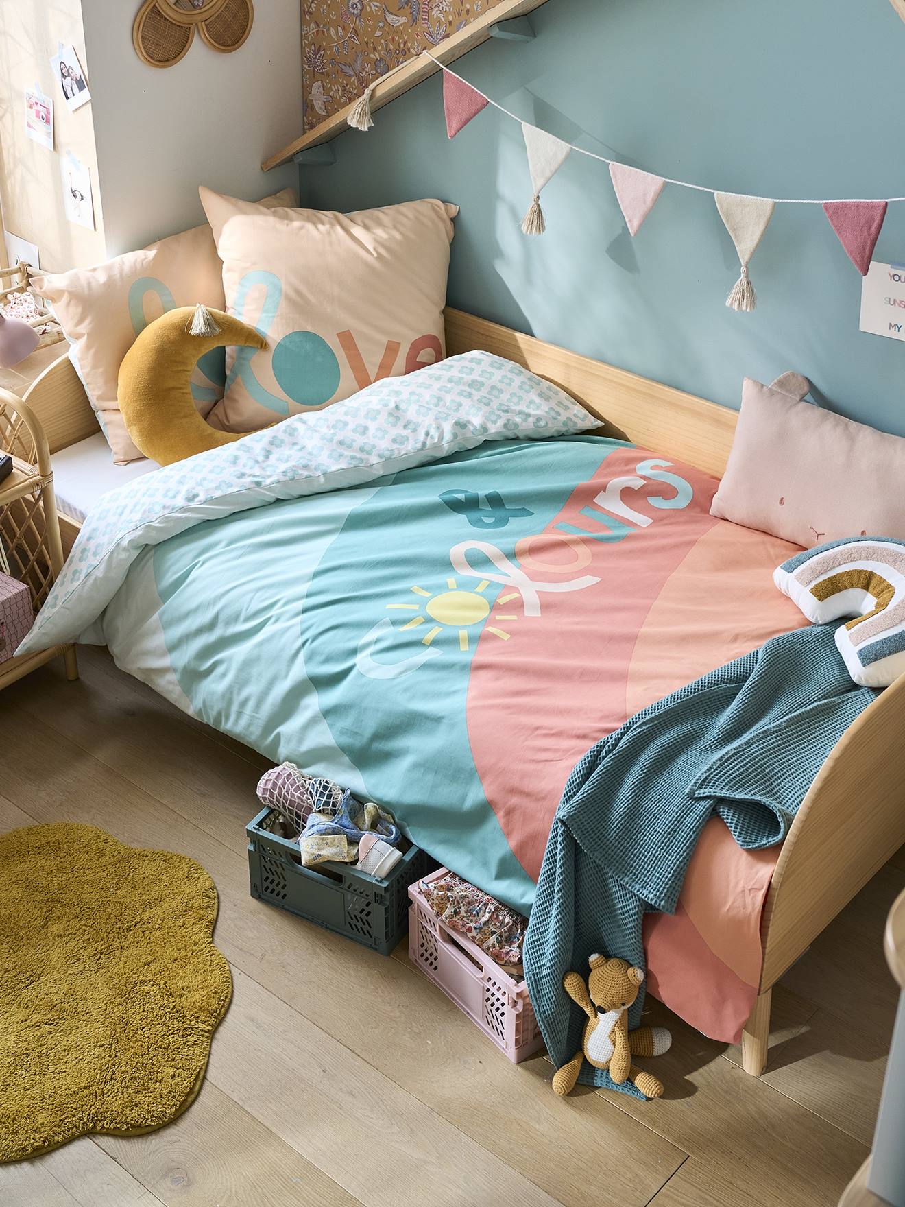 Parure enfant housse de couette + taie d'oreiller BOHO multicolore