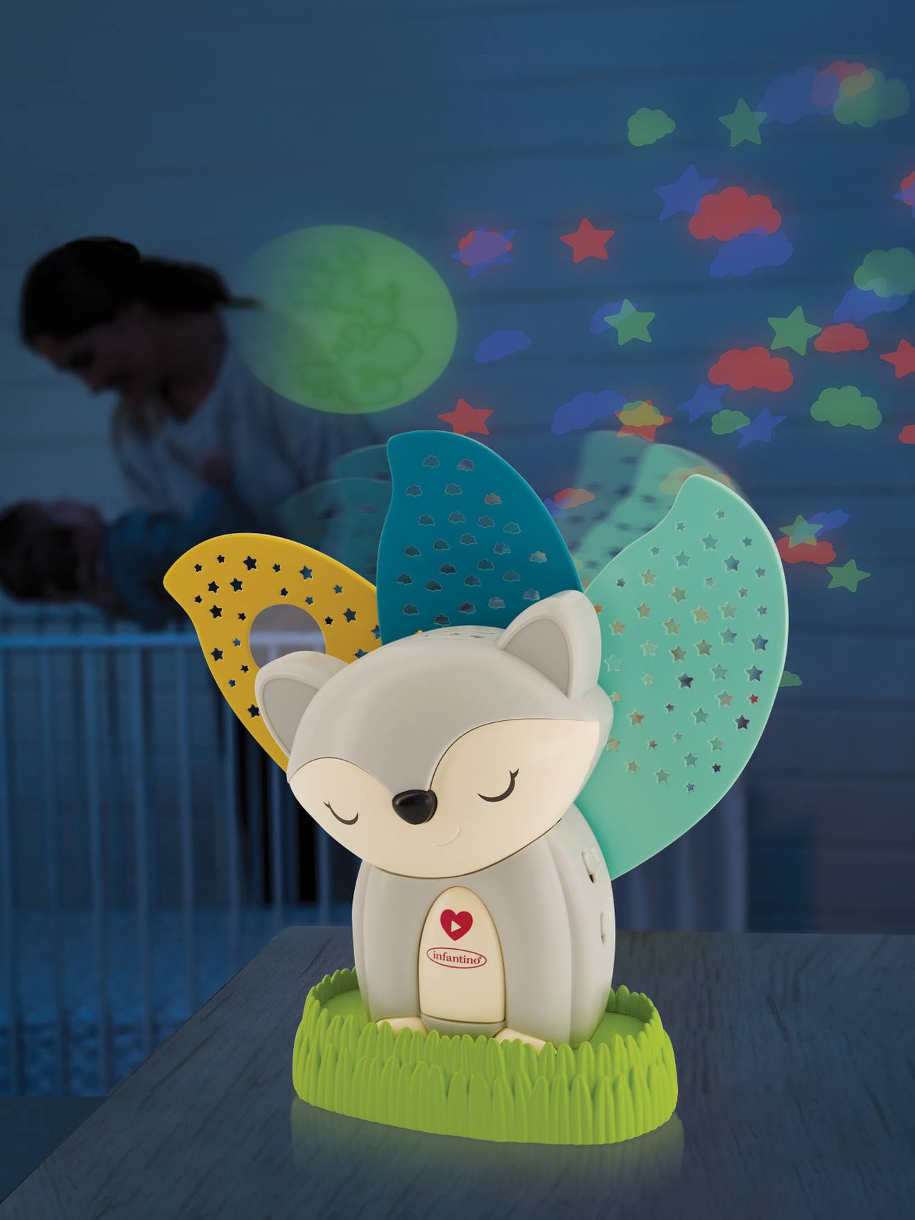 Veilleuse Projecteur Musical Renard 2 en 1 - multicolore
