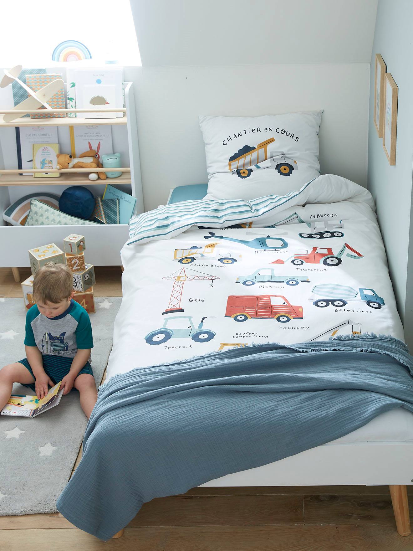Parure enfant Magicouette Quel chantier ! blanc imprimé Parure enfant Magicouette Quel chantier ! blanc imprimé