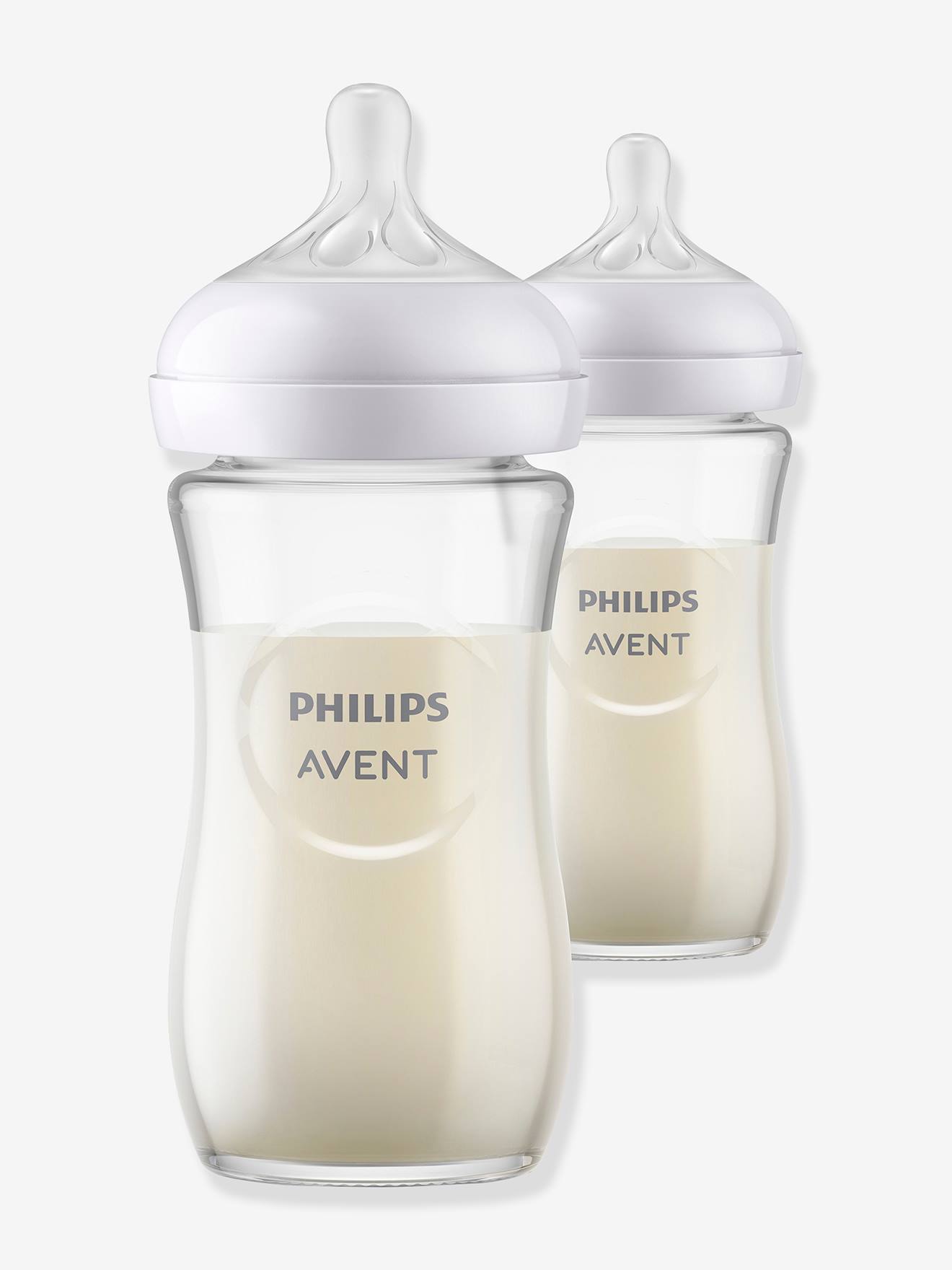 Lot de 2 biberons verre 240 ml Philips AVENT Natural Response transparent
