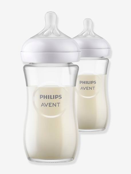 Lot de 2 biberons verre 240 ml Philips AVENT Natural Response transparent 1 - vertbaudet enfant 