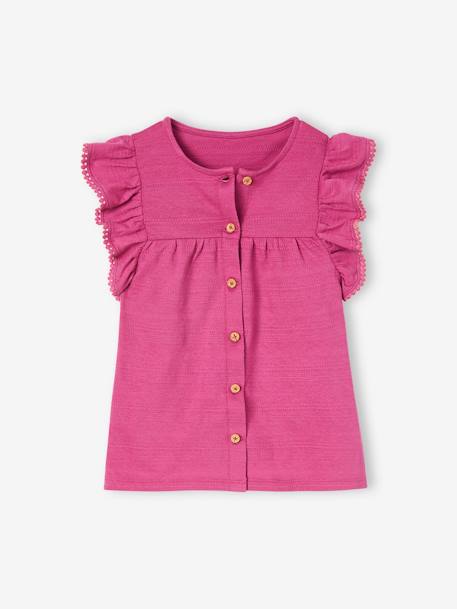 Ensemble Blouse Et Short Fille - Imprimé Fleuri - Cérémonie Ou été - 100% Coton