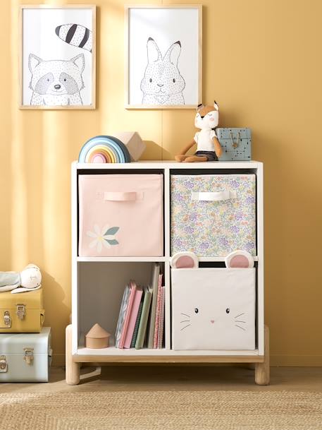 Vertbaudet - Lot de 3 bacs de rangement Souris Champêtre blanc imprimé