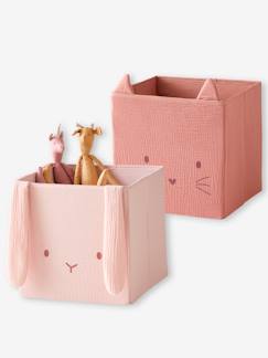 -Lot de 2 bacs de rangement animaux gaze de coton