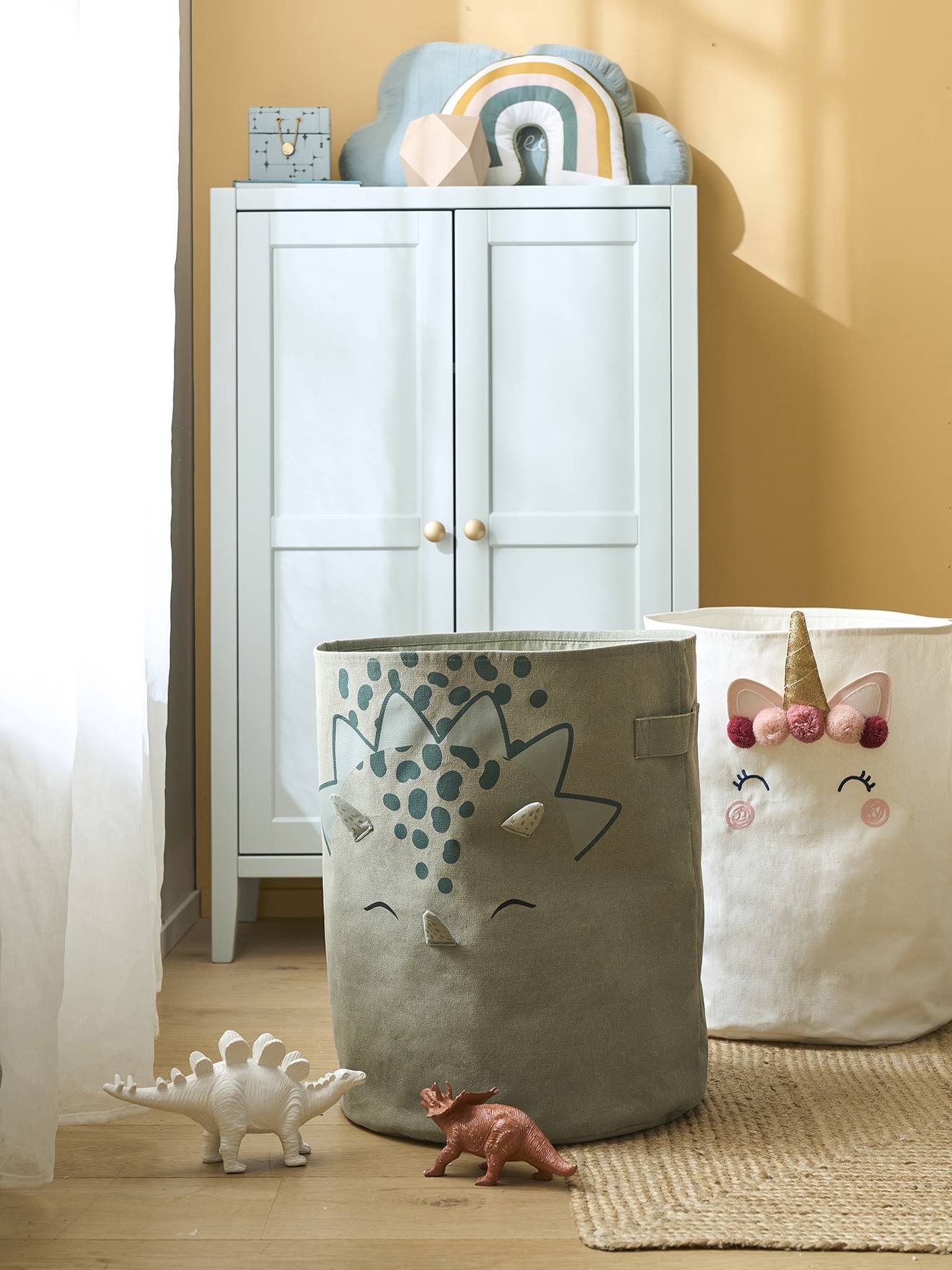 Panier de rangement XL Dinosaure kaki