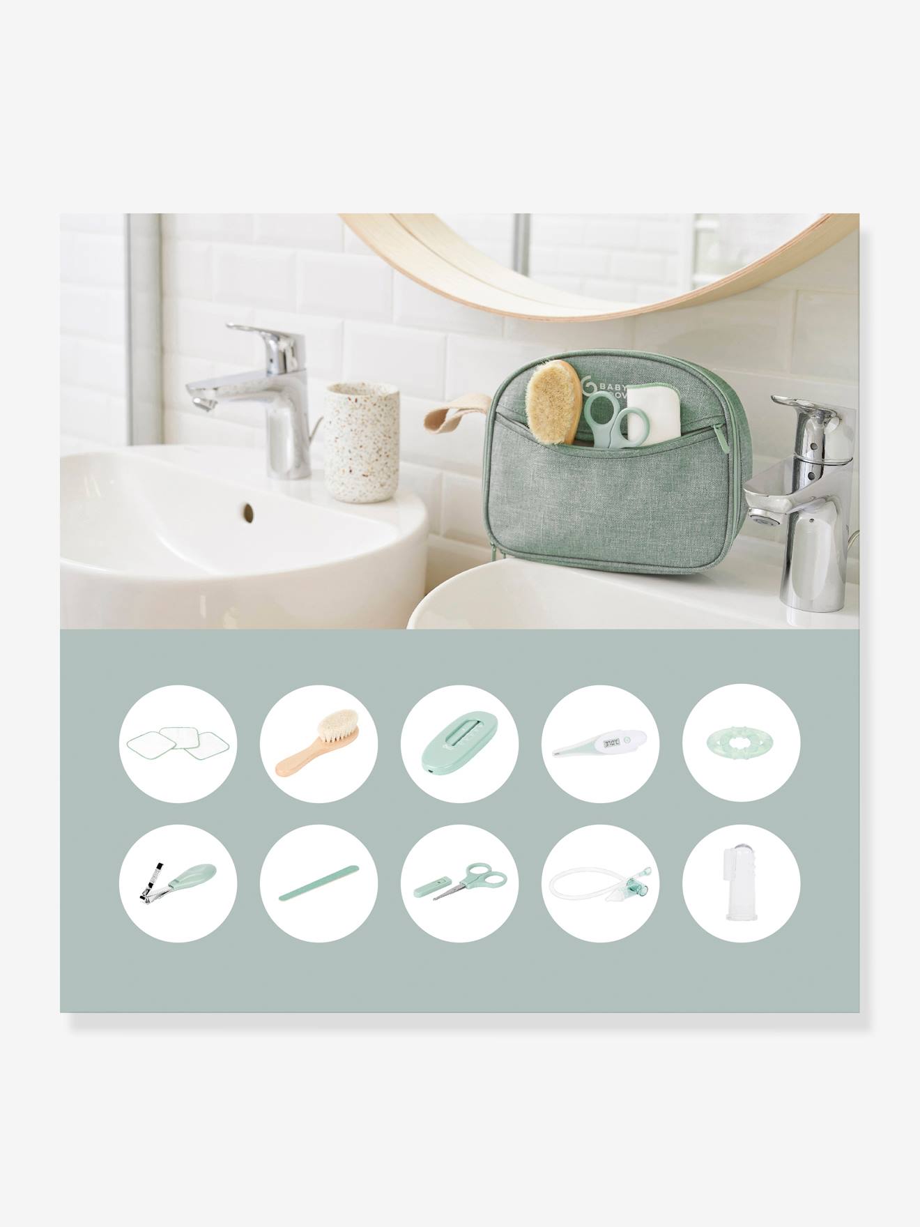 Trousse de soin 10 accessoires vert matcha (Babymoov) - Image 2