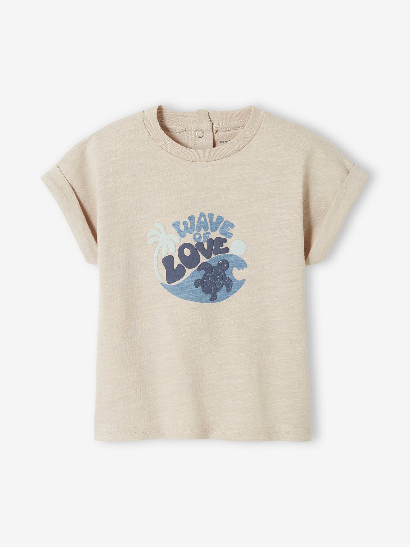 T-shirt tortue bébé manches courtes beige