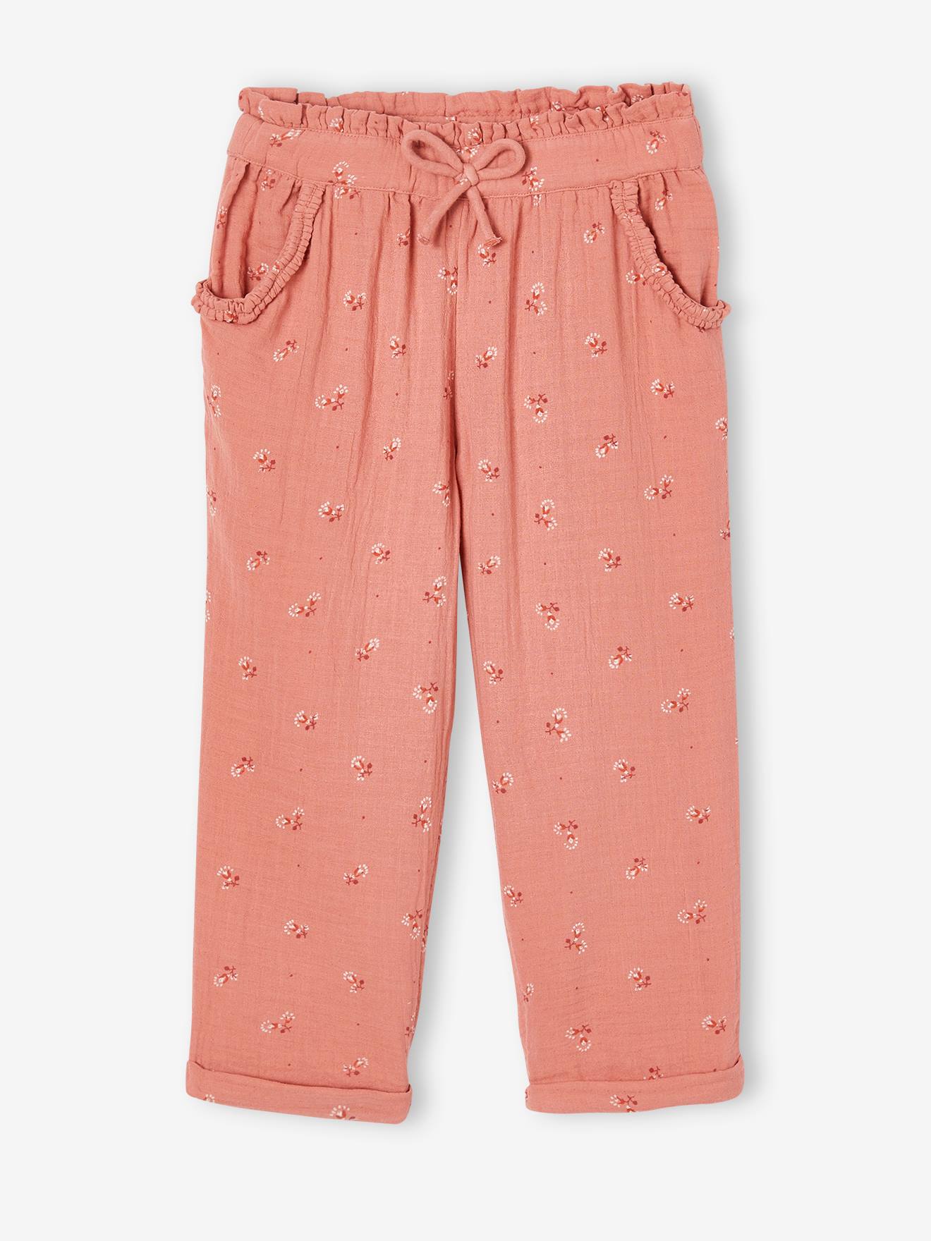 Vertbaudet - Pantacourt en gaze de coton fille blush
