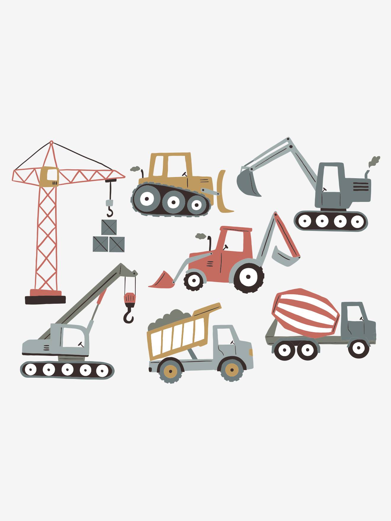 Stickers Engins de chantier rouge