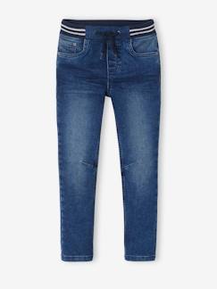 Jean garçon droit facile à enfiler denim effet molleton   - vertbaudet enfant