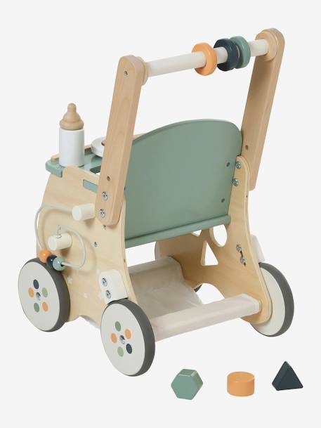 Chariot de marche poussette en bois FSC® rose+vert 15 - vertbaudet enfant 
