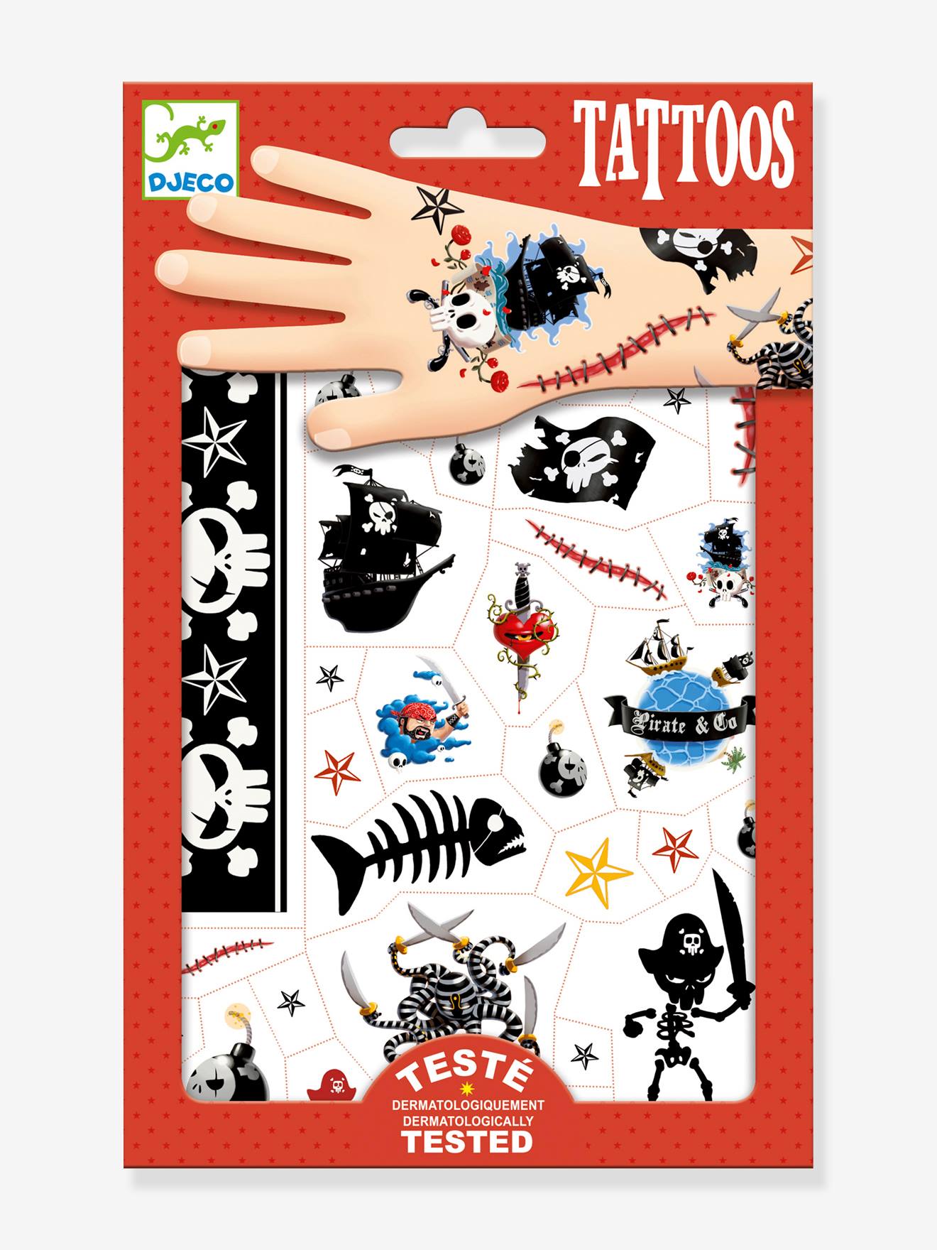 Tatouages Pirates DJECO rouge