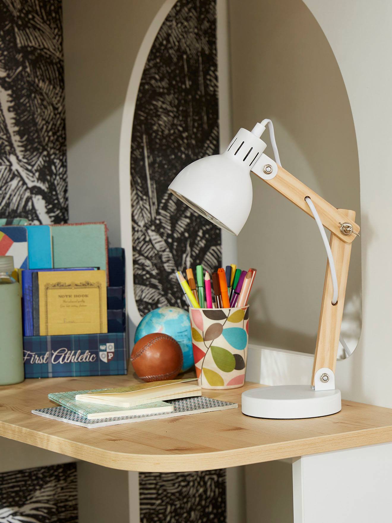 Dww-blanc, lampe de bureau enfant, lampe de table d'tude avec porte-stylo,  lampe de chevet changement de couleur automatique, lampe de lecture led rec