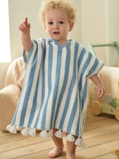 Vêtements bébé et enfants à personnaliser-Poncho de bain bébé à rayures personnalisable