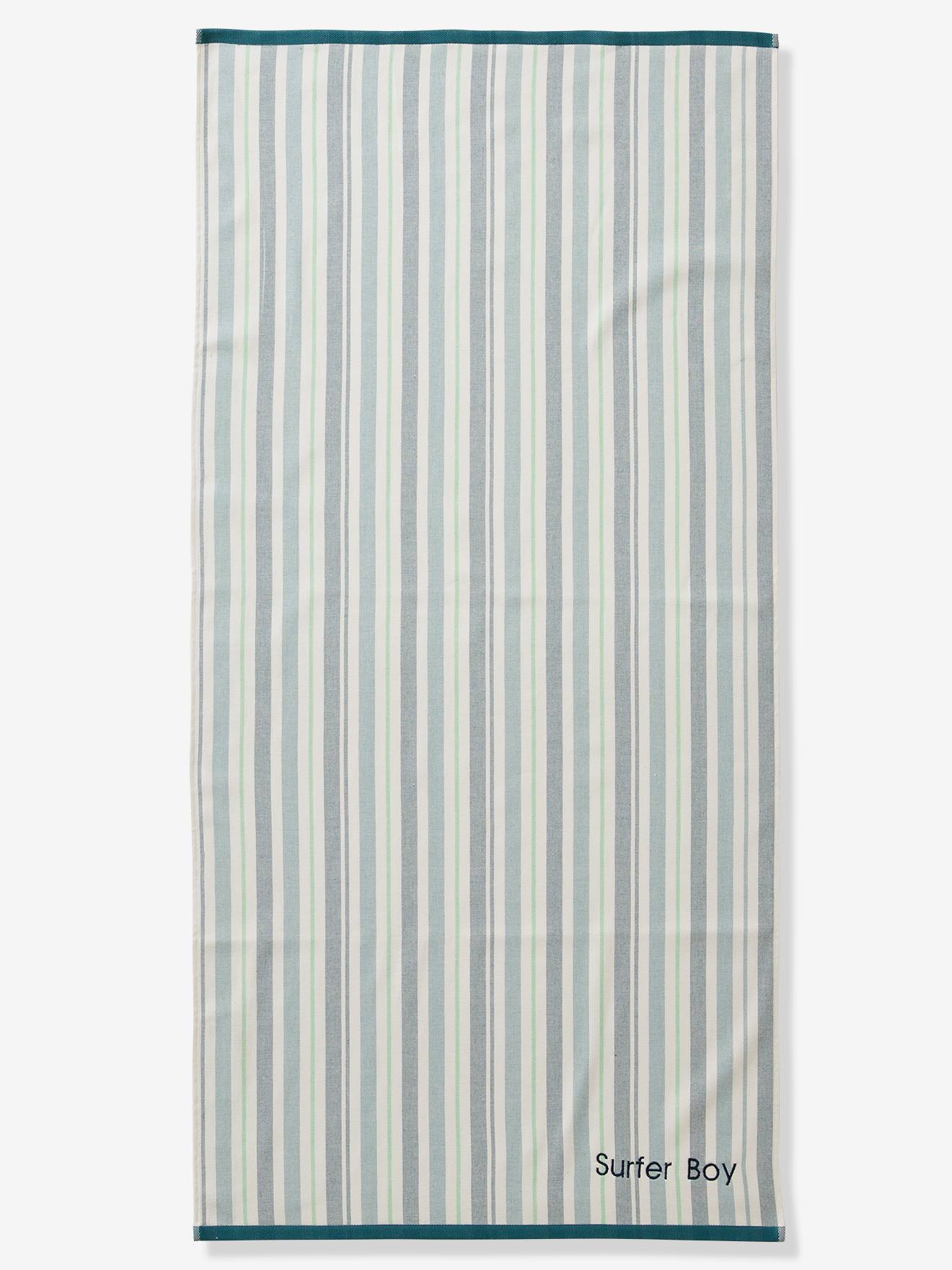 Serviette de plage / de bain fouta personnalisable rayé bleu