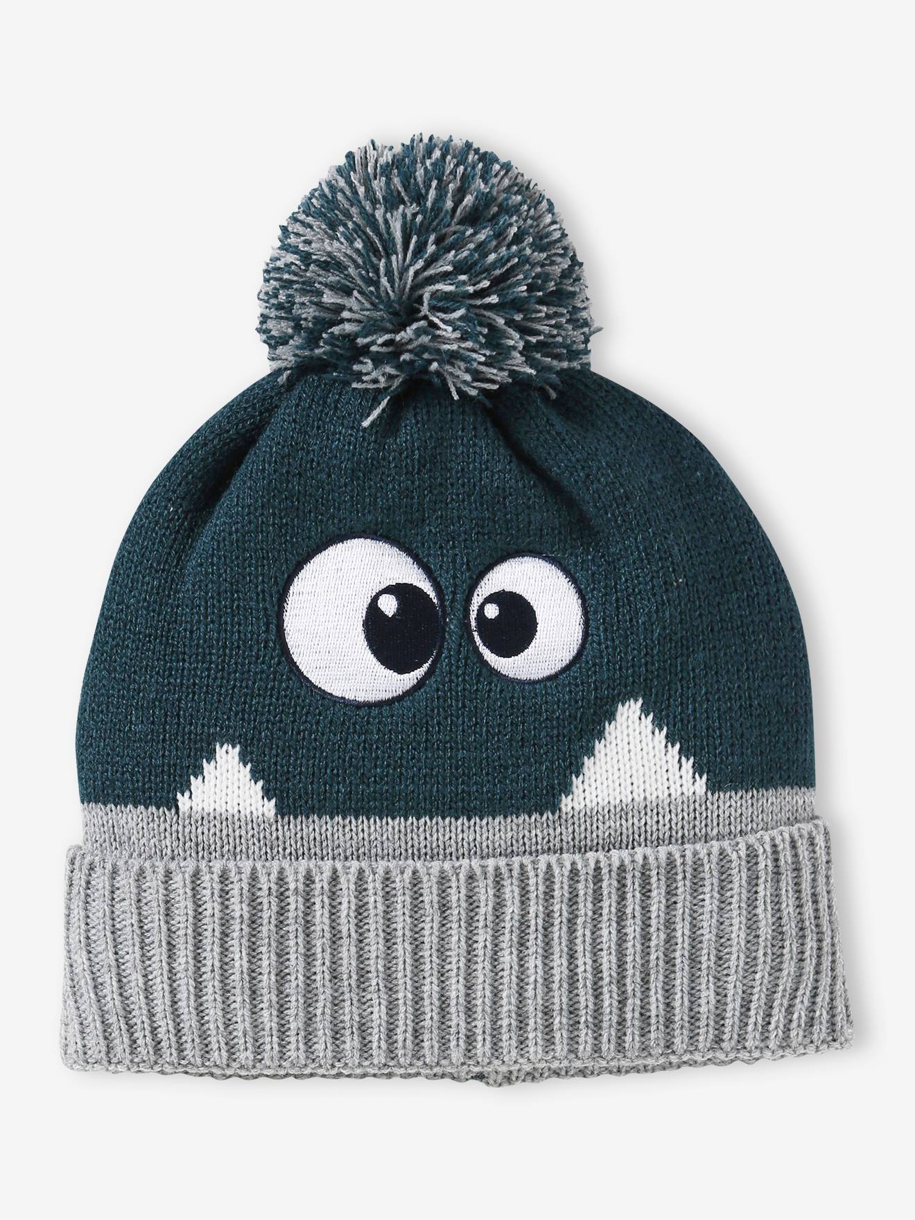 Bonnet monstre garçon vert sapin