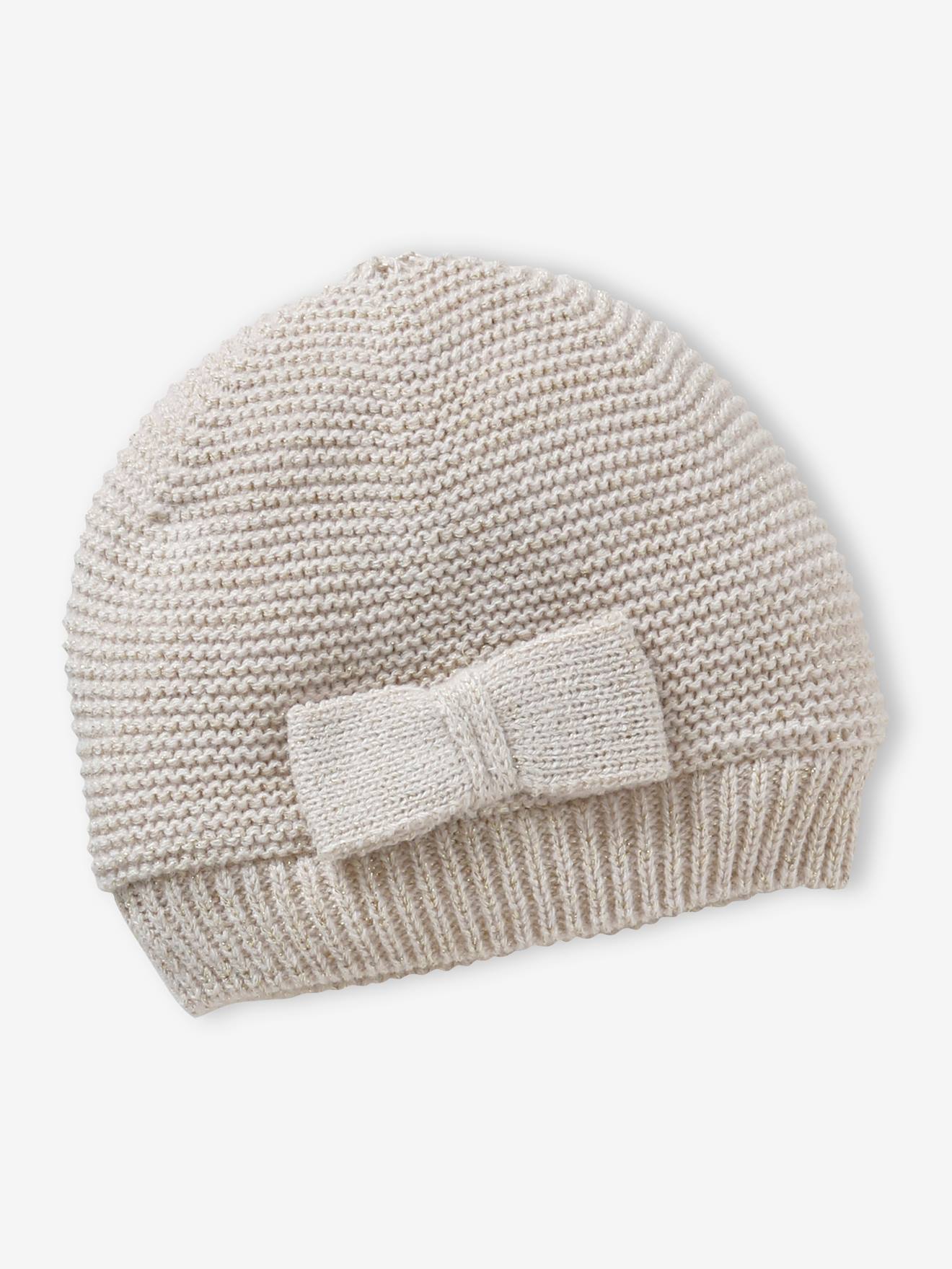Ensemble bébé fille bonnet + snood + moufles noeuds écru (Vertbaudet) - Image 1