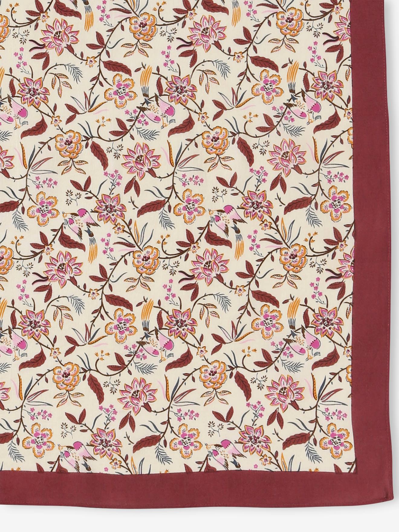 Foulard Carré Imprimé Fleurs Vertbaudet Pour Fille - 100% Coton, Style Printanier Et Girly