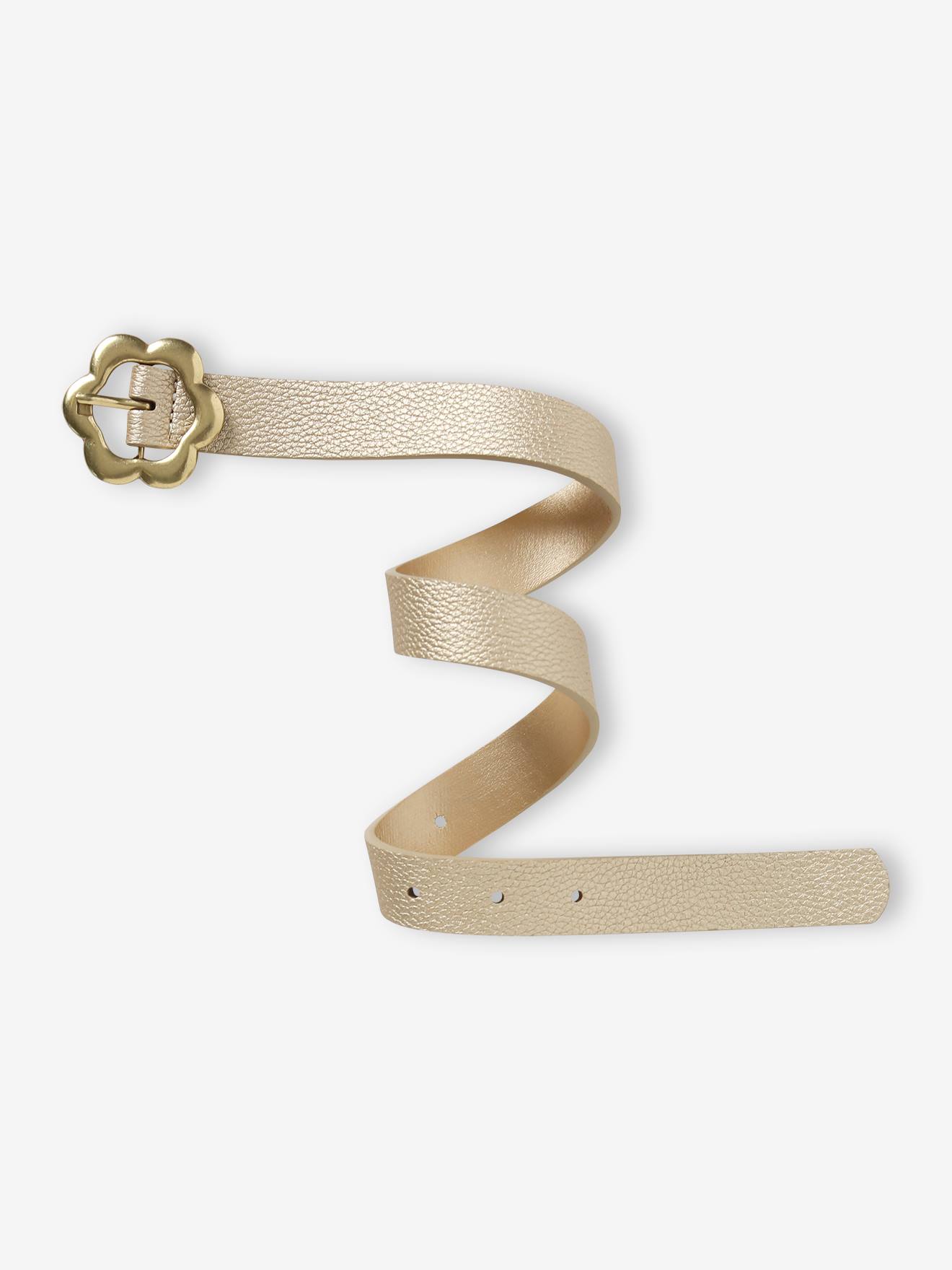 Ceinture dorée fleur fille beige irisé