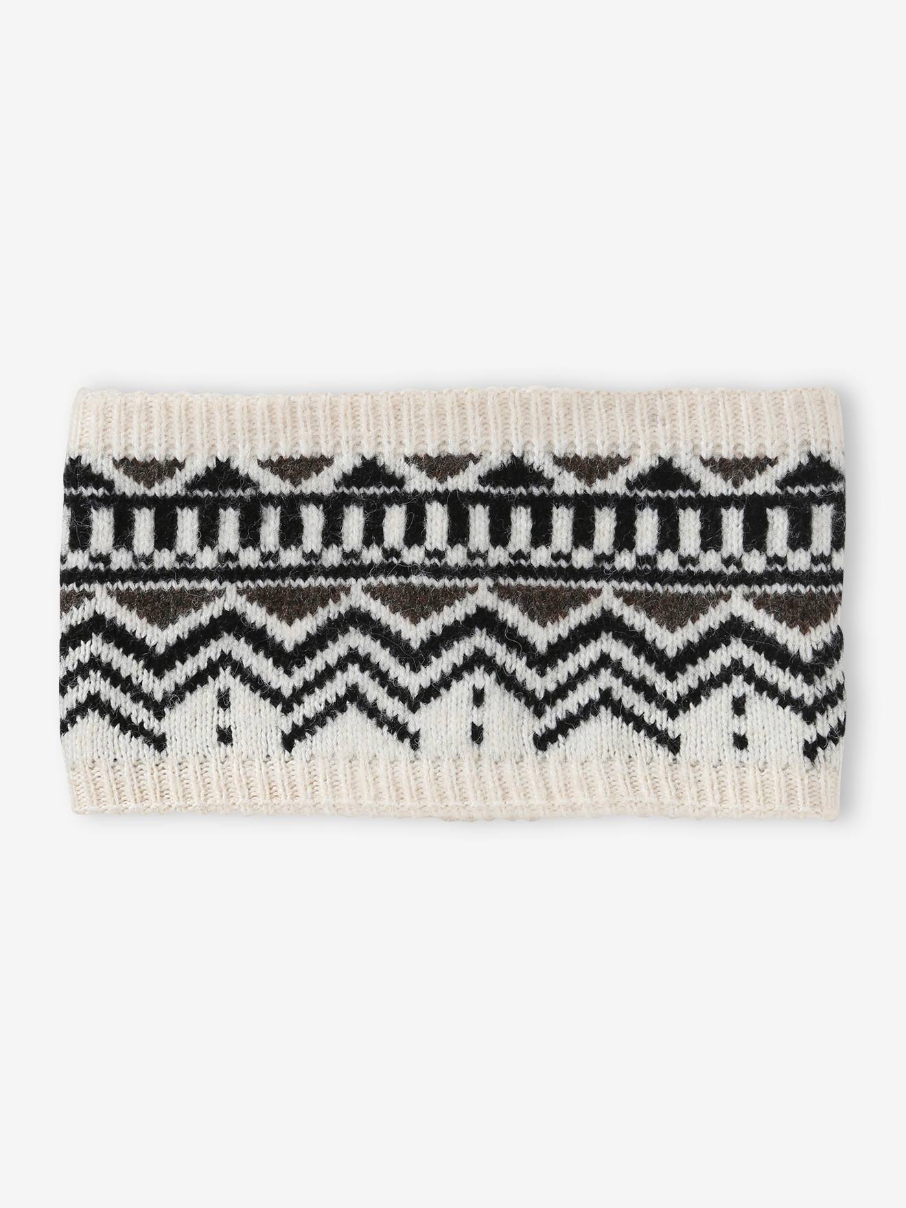 Snood en maille jacquard garçon beige