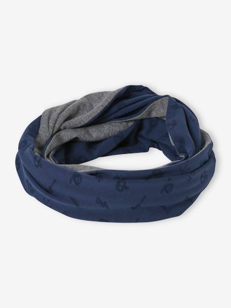 Garçon-Accessoires-Snood réversible garçon imprimé rock/chiné