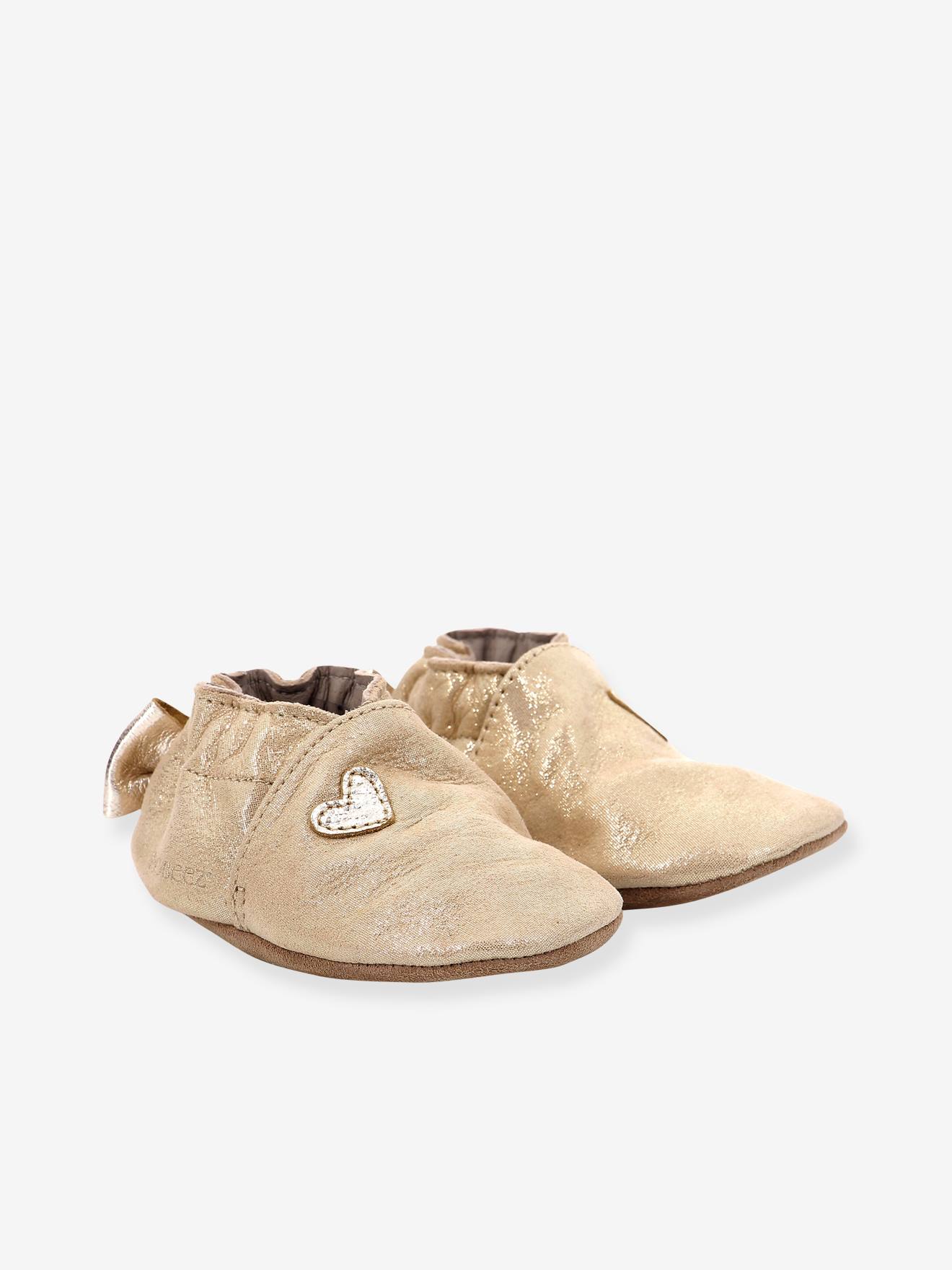 Chaussons Cuir Souple Bébé Mini Love 874682-10 Robeez© Or