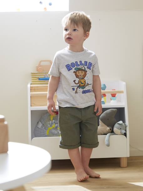 Tee-shirt animal ludique garçon bleu nuit+gris chiné 7 - vertbaudet enfant 