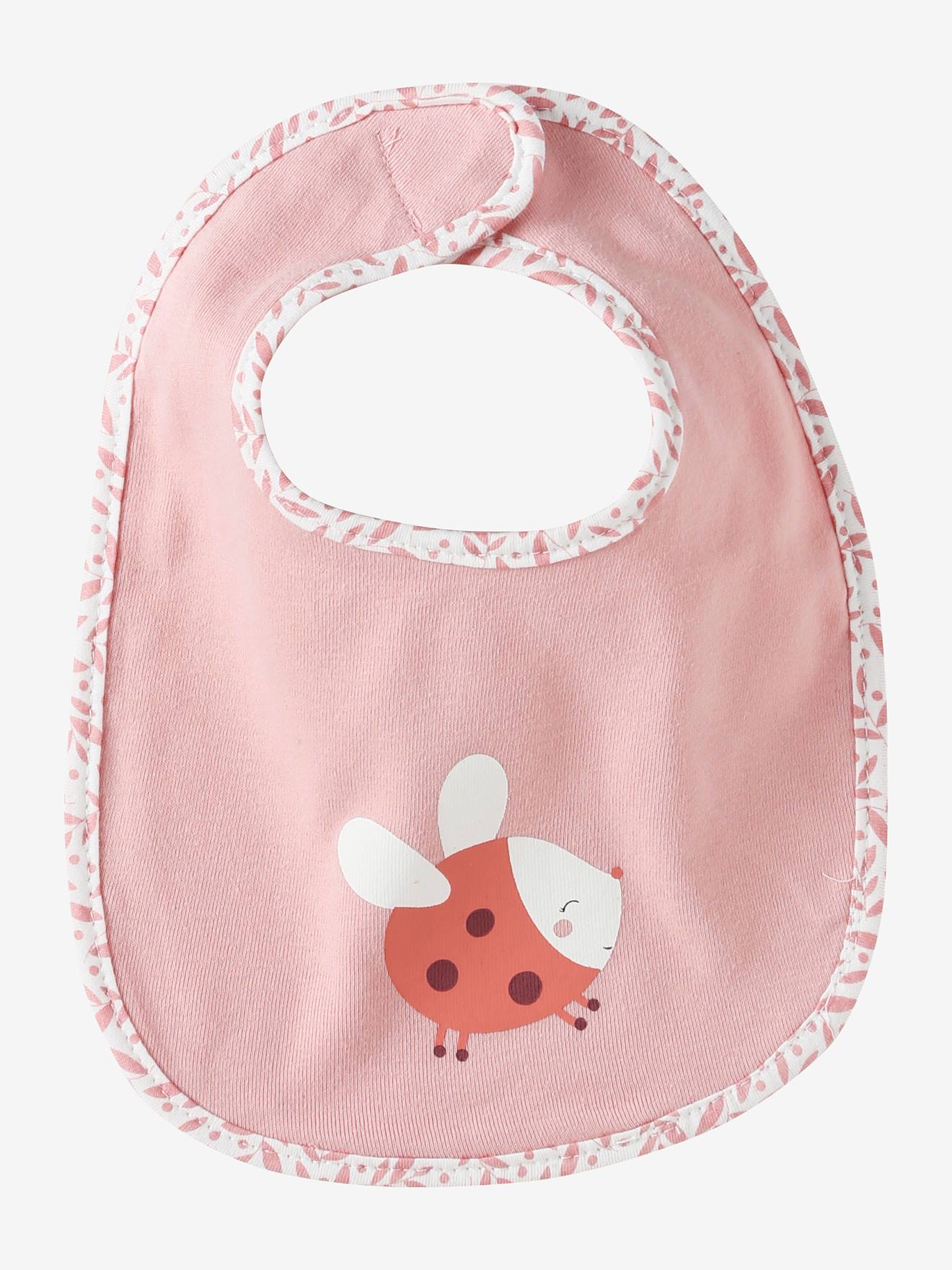 Lot 7 bavoirs naissance en coton bio* rose pâle (Vertbaudet) - Image 1