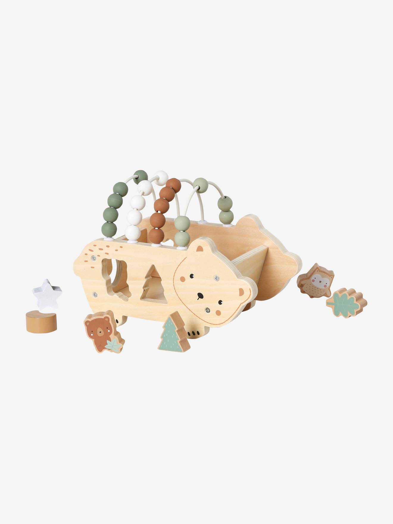 Trieur de formes et boulier silicone et bois FSC® marron