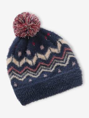 Ensille Fille Bonnet + Snood + Moufles - Maille Cœur Brodé - 100% Acrylique Doux Et Chaud