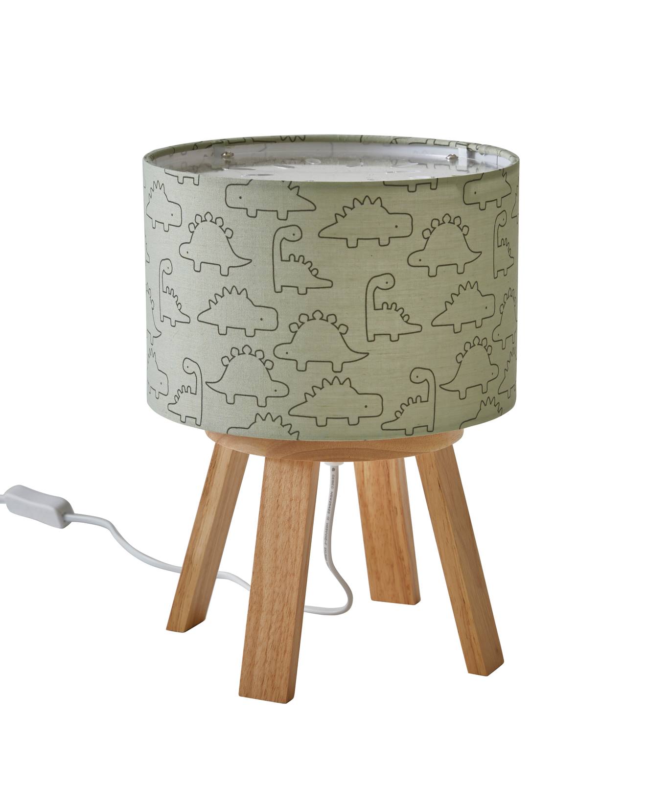 Lampe de chevet bois PETIT DINO kaki