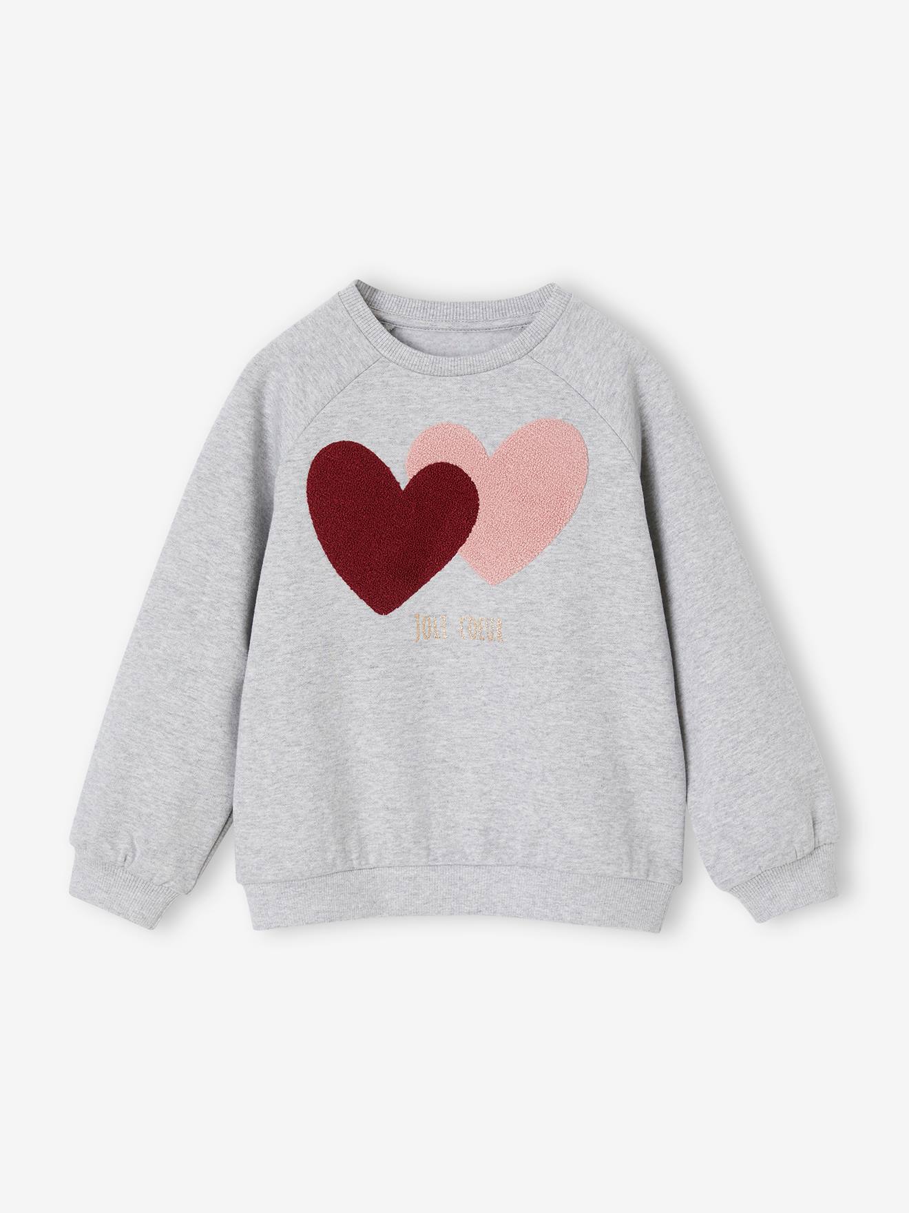 Sweat ludique fille gris chiné