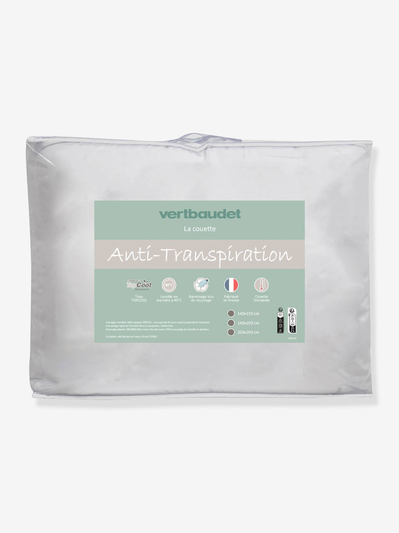 Vertbaudet - Couette tempérée microfibre thermorégulateur TOPCOOL® blanc