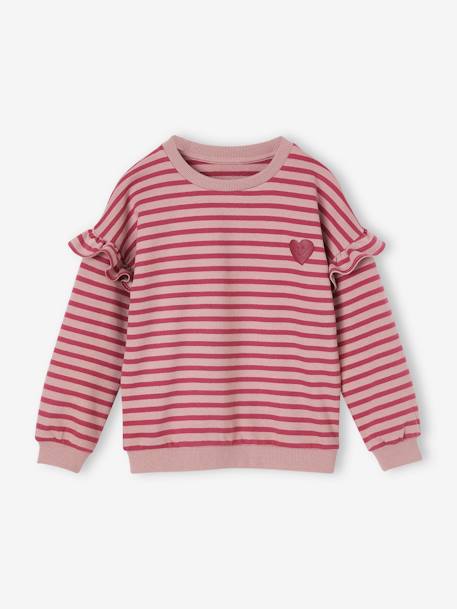 Sweat fille rayé manches à volants  - vertbaudet enfant