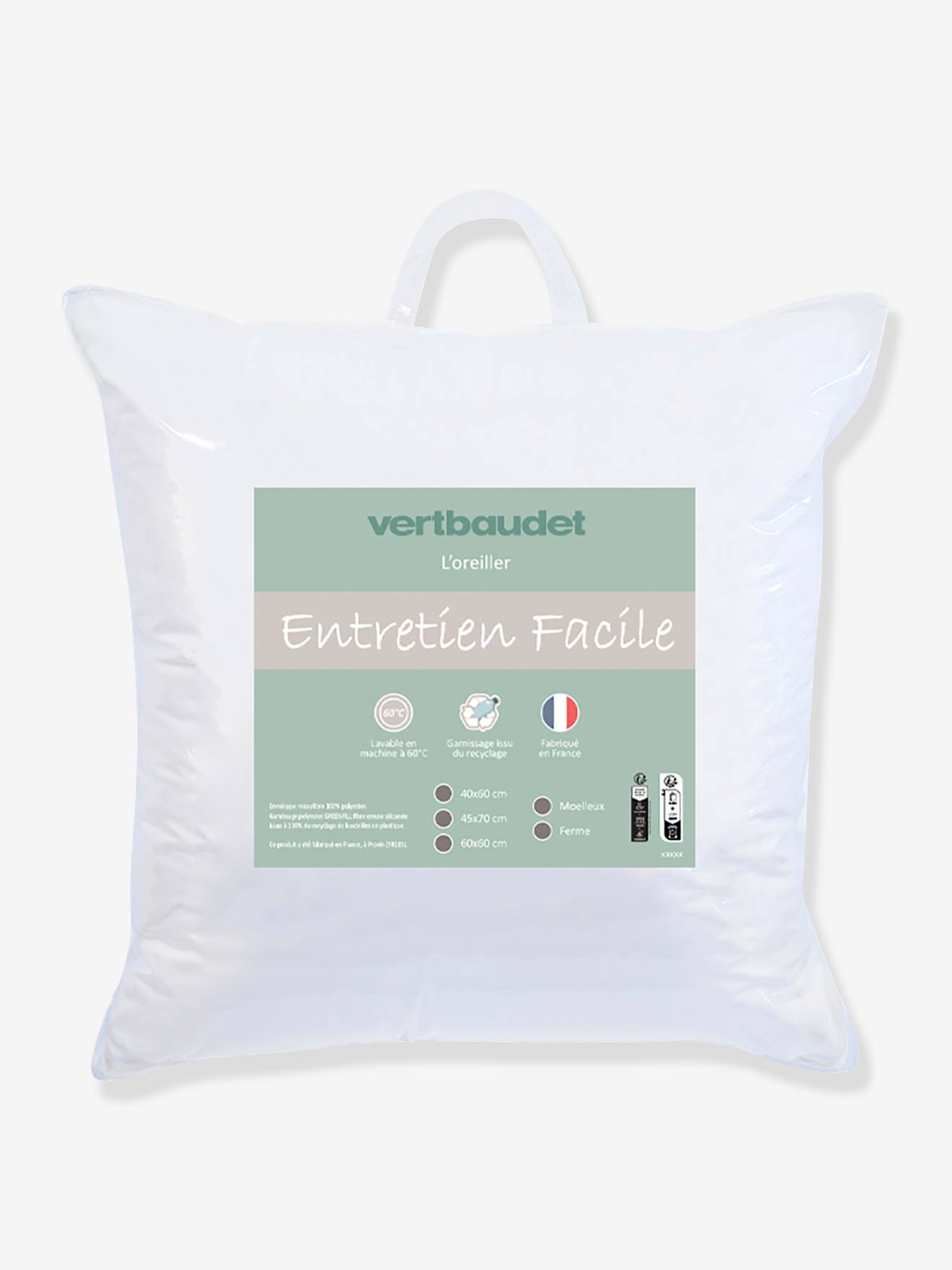 Vertbaudet - Oreiller moelleux microfibre Entretien Facile blanc