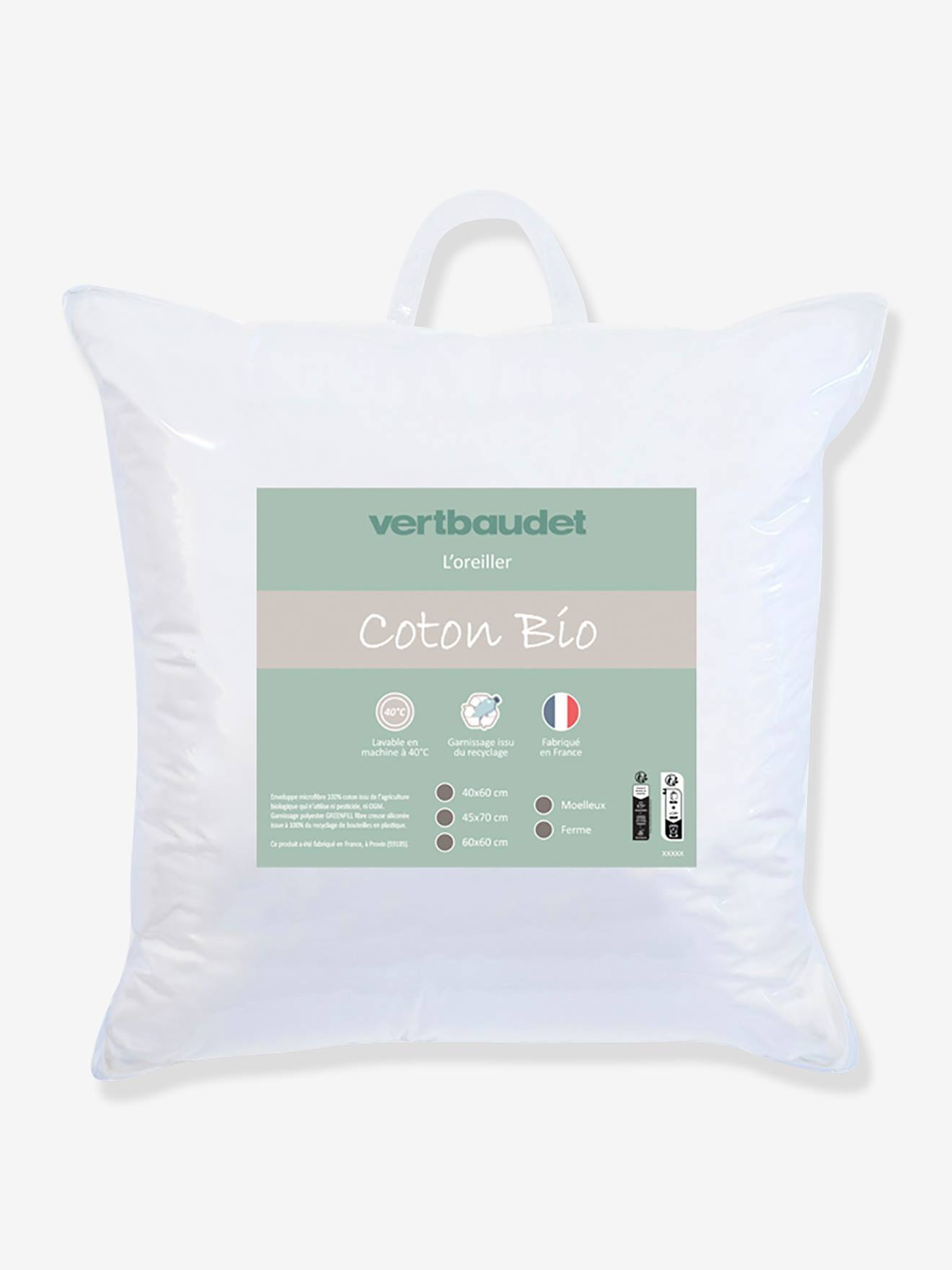 Oreiller ferme en coton bio* BIO COLLECTION blanc