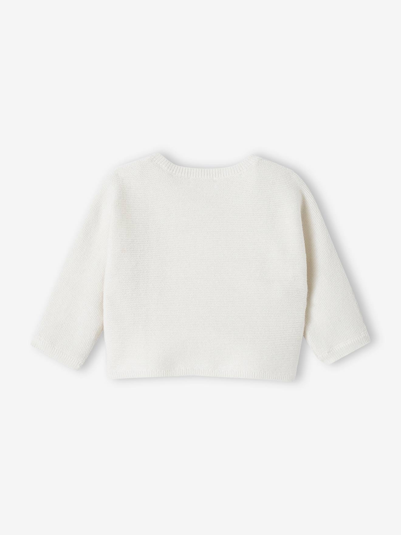 Brassière bébé naissance tricot point mousse coton et laine blanc (Vertbaudet) - Image 2